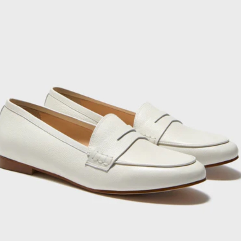 White pebbled Rowan leather loafers